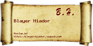 Blayer Hiador névjegykártya